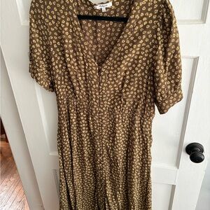 Madewell Brown Floral Midi Dress